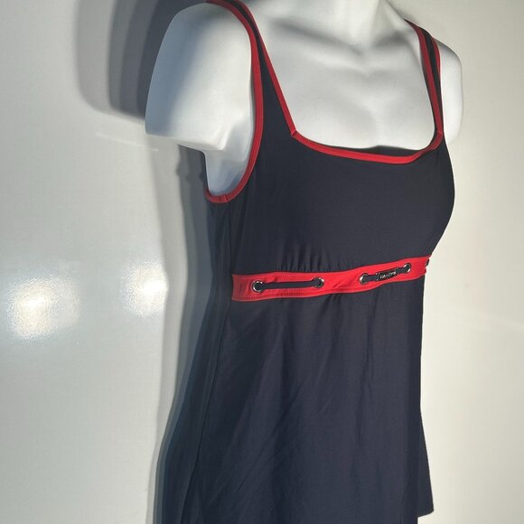Nautica SZ 14 Navy & Red Swim Dress Swimsuit Vacation Beach Cruise Resort - Picture 1 of 11